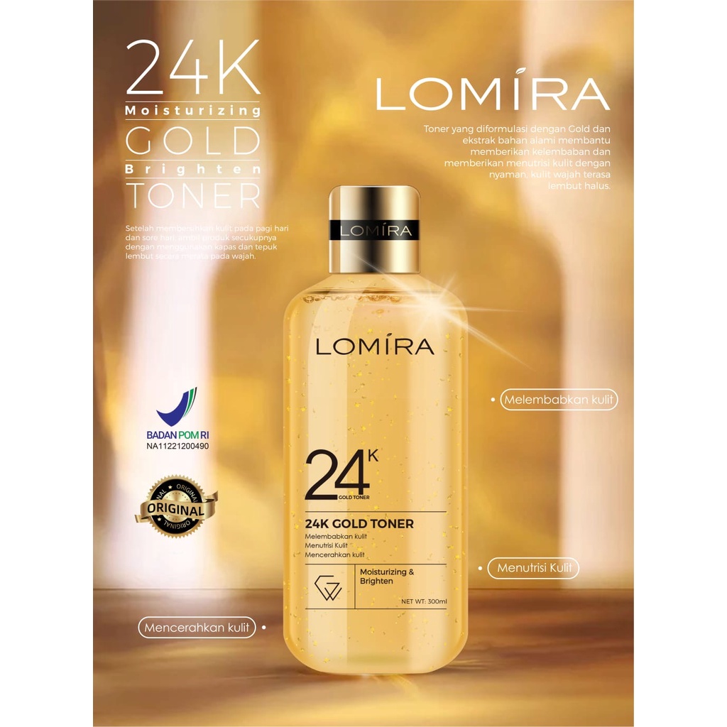 LOMIRA 24K Gold Toner Pembersih Wajah Pelembab Kulit 300ml