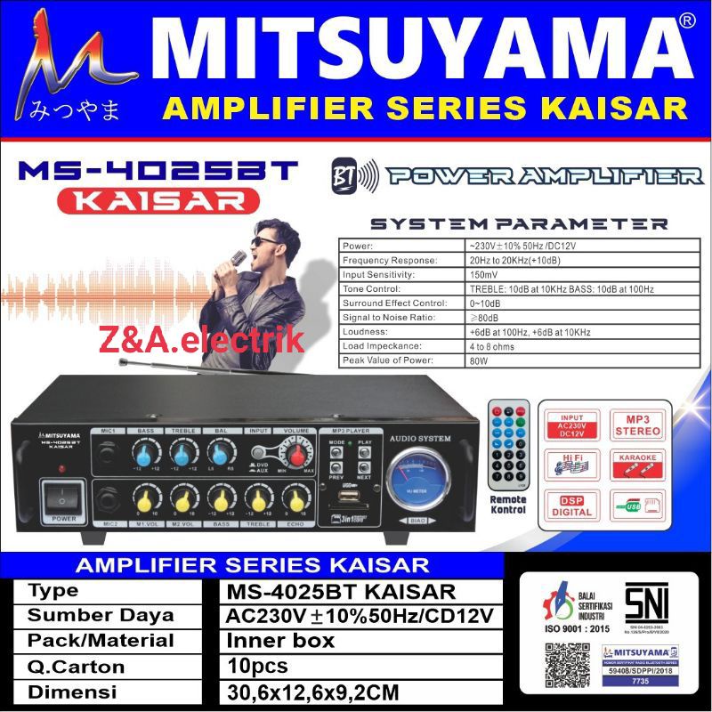 Power Amplifier Bloutooth KAISAR EQ Karaoke MITSUYAMA