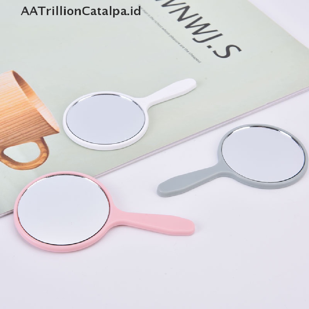 (AATrillionCatalpa) Cermin Makeup Bulat Dengan Gagang