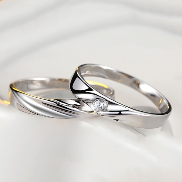 Cincin Perak Tunangan Silver Emas Kawin Platinum Wedding Ring Ring Pria Palladium Sepasang CP056