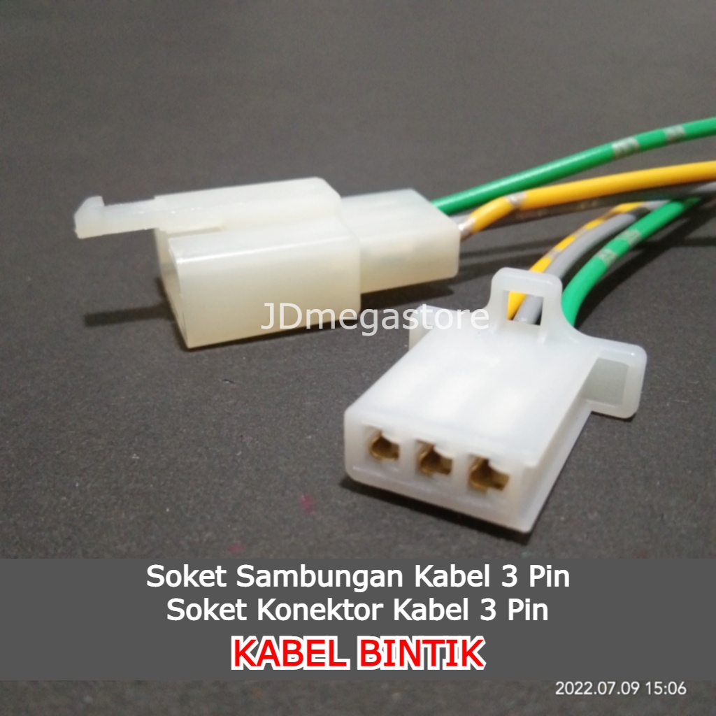 (Grosir/COD) Soket Sambungan Kabel 3 Pin / Soket Konektor Kabel 3 Pin - KABEL BINTIK