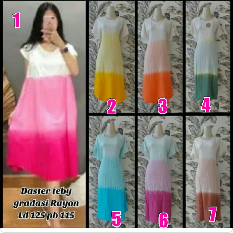 Daster midi jumbo pelangi gradasi pilih warna