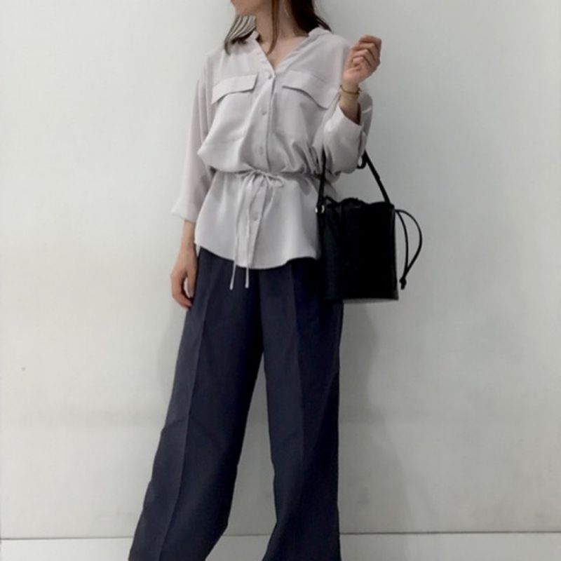 GU/UNQ BLOUSE POCKET - atasan kemeja/blouse wanita-6