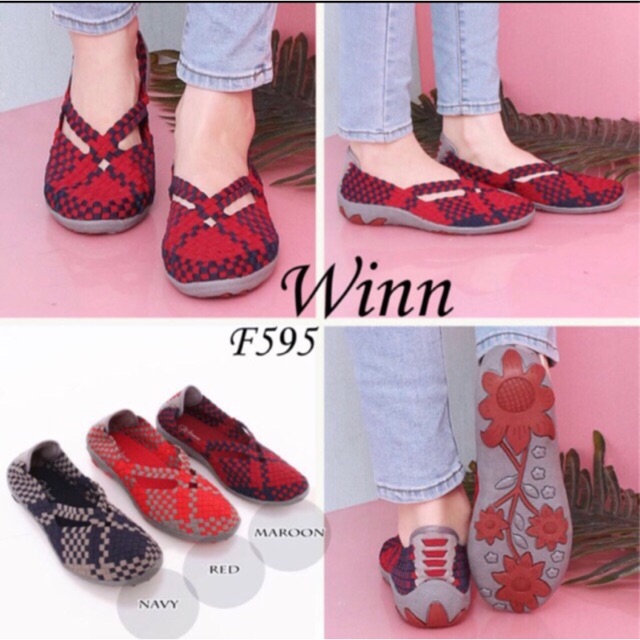Winn 595 sepatu IMPORT anyaman rajut wanita ORI