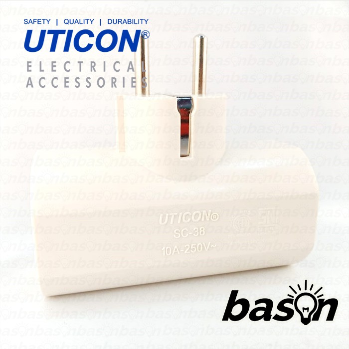 UTICON SC38 Steker T 3 Lubang Arde - 3 Way Socket