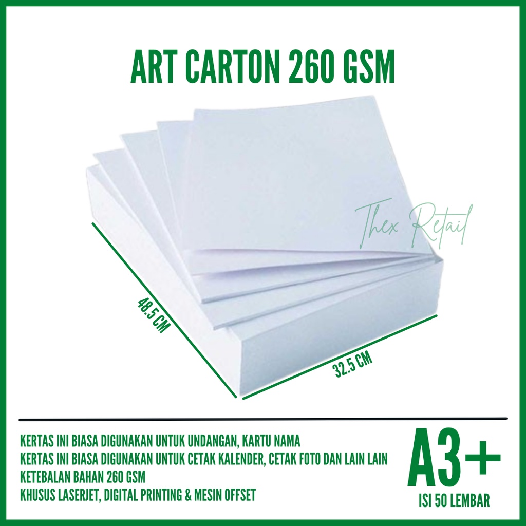 

Art Carton 260 gsm A3 Plus isi 50 lembar / Kertas Art Carton 260 gsm A3 Plus