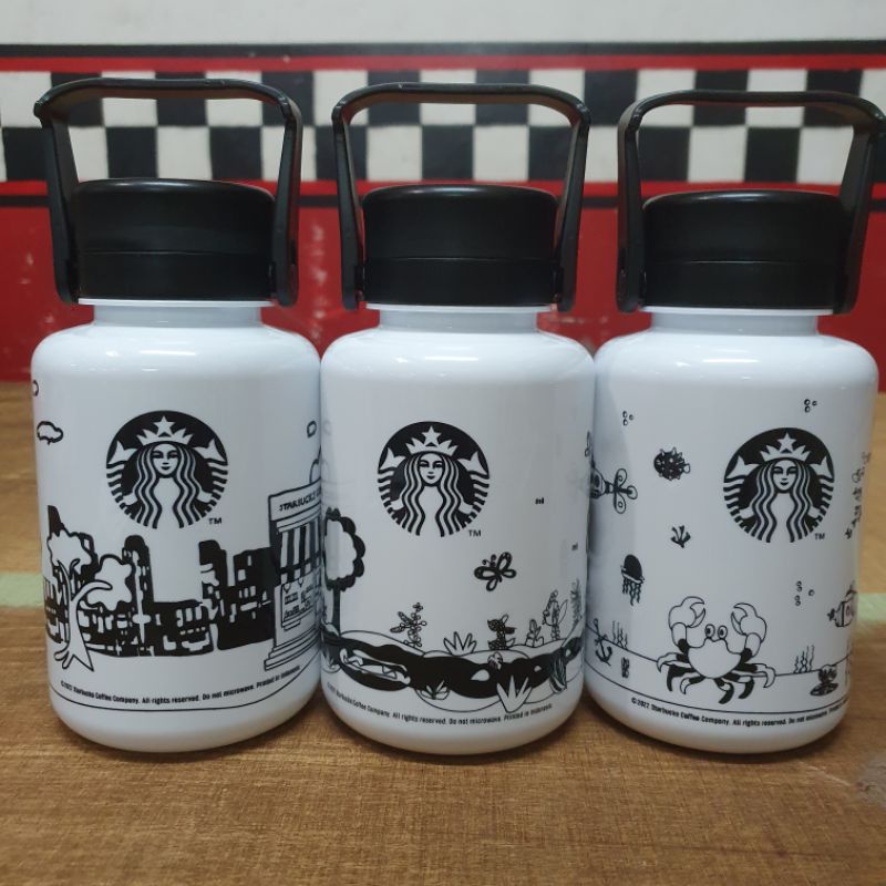 Starbucks plastic reusable colourful weave water Bottle 1 Liter - (Botol Minum Cold)