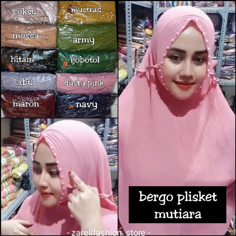 ZARELLFASHION - JILBAB PLISKET INSTAN MUTIARA / BERGO PLISKET /JILBAB TALI PLISKET