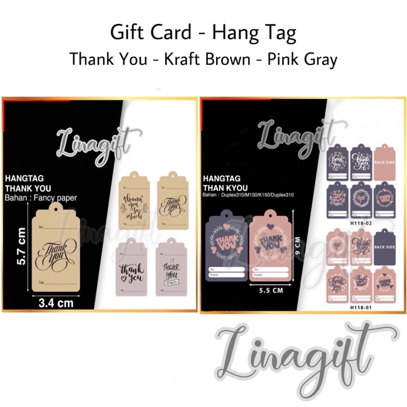 ( Set 5 Pc ) GIFT CARD THANK YOU - HANG TAG - CARD / KARTU UCAPAN THANKYOU TERIMA KASIH GOODIE BAG / HAMPERS / FLORIST / SOUVENIR / DIY THX