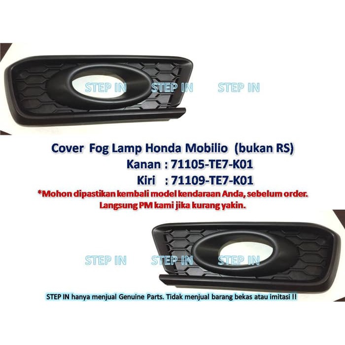 Otomotif - Klakson Mobil - Wiper Cover Fog Lamp Kanan Atau Kiri Honda Mobilio Genuine Part Foglamp