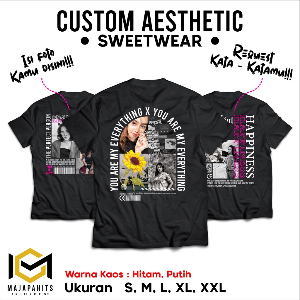 Kaos Custom Bucin Aesthetic Street Wear | Kaos Viral Tiktok | Satuan