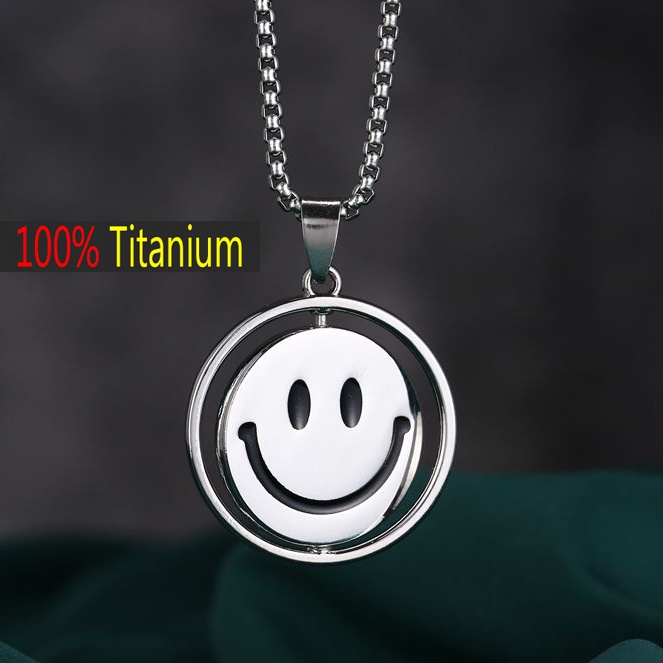 SEALOVE kalung titanium Pria Keren Hip-hop Cowok Smile Fashion Simple Korea Dan Wanita Kalung