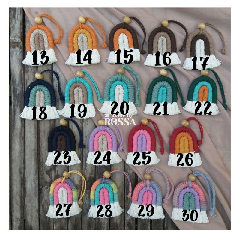 Madebyrossa | Macrame Rainbow Keychain / Gantungan Kunci Makrame Pelangi Part 2