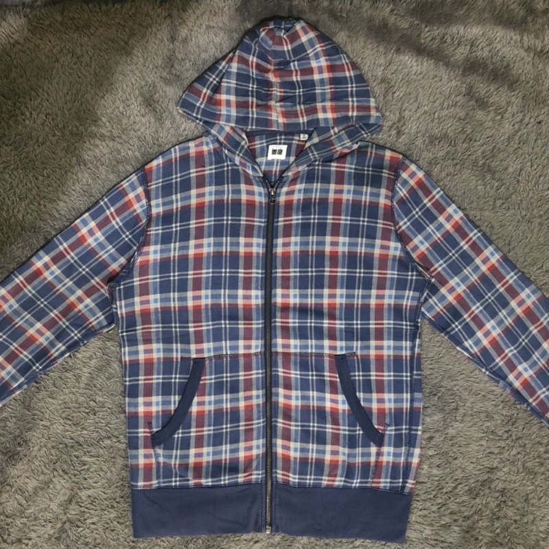 Hoodie Zipper Uniqlo Tartan