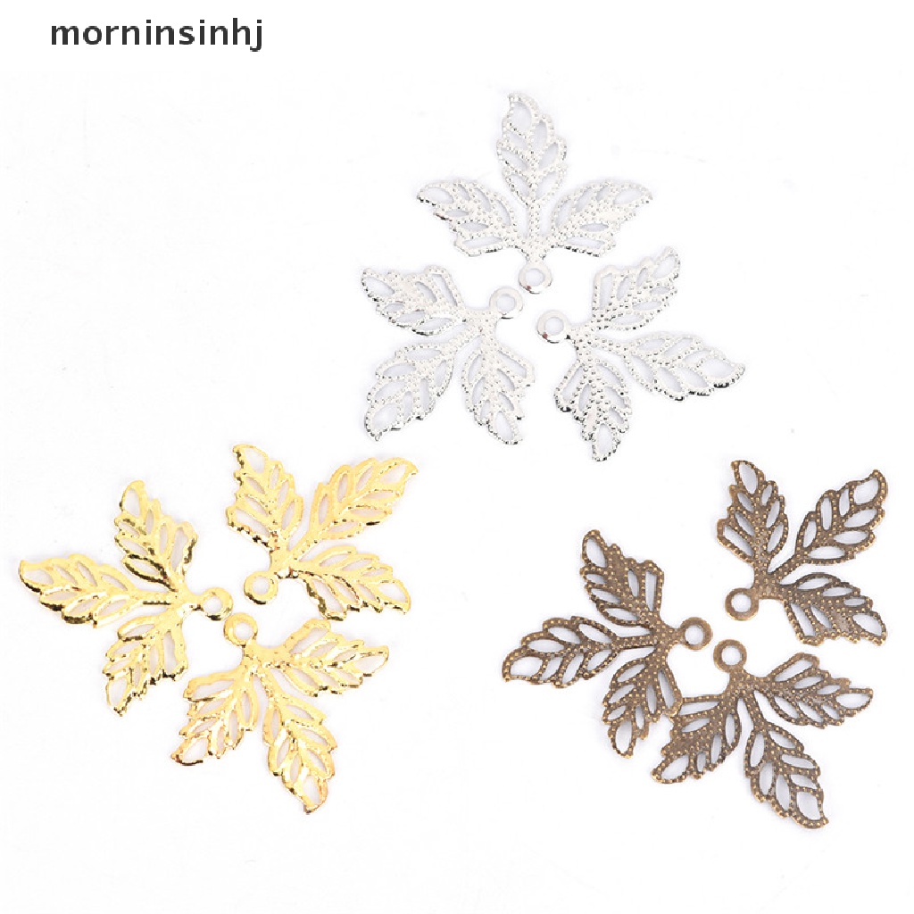 100pcs Daun Mornin Filigree Bahan Metal Untuk Diy Perhiasan