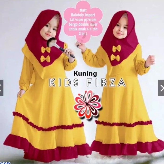 PROMO FIRZA SYARI KIDS BO MOSSCRAPE 4-6 Tahun Gamis Syari Set Hijab Anak Perempuan Gamis Anak Murah