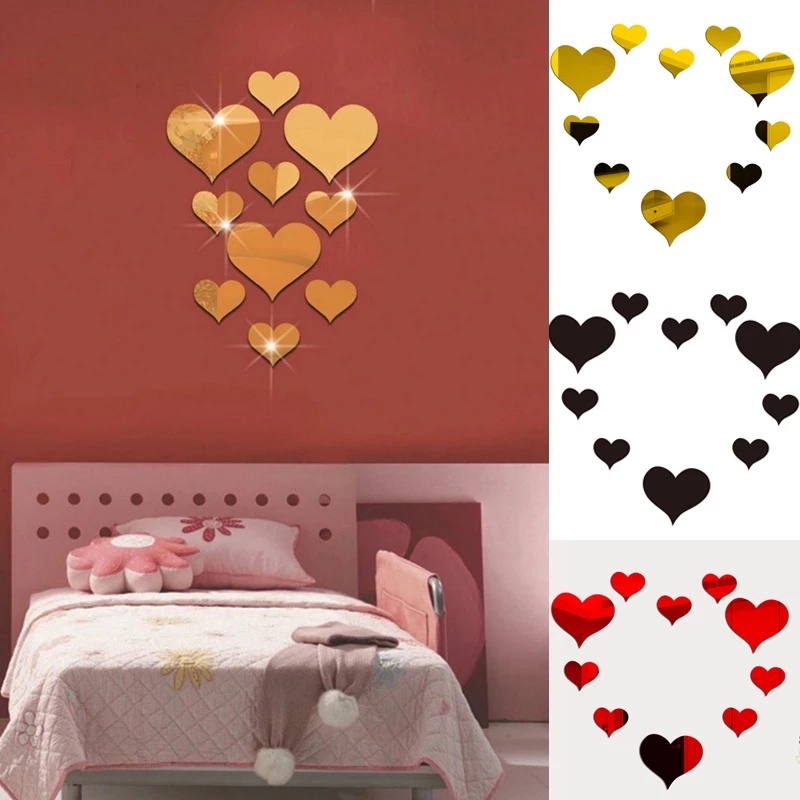 [ Acrylic Love Mirror Self-adhesive  Wall Sticker Decoration for Living Room Home Bathroom Bedroom ]