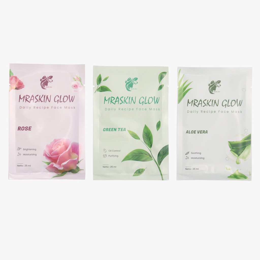 MASKER WAJAH MRASKIN GLOW/ DAILY RECIPE SHEETMASK BPOM