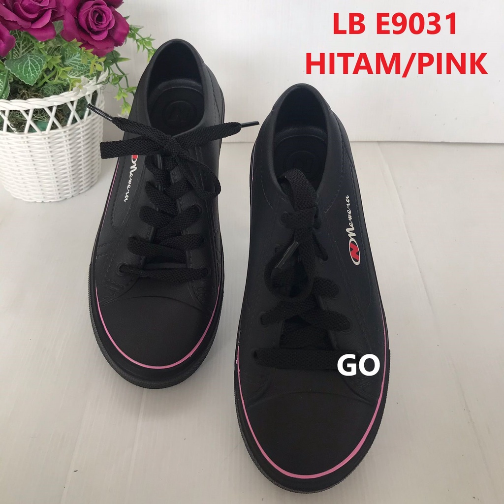gos NEW ERA LB 9031 Sepatu Slip On Wanita Karet Terbaru Original-HITAM/PINK