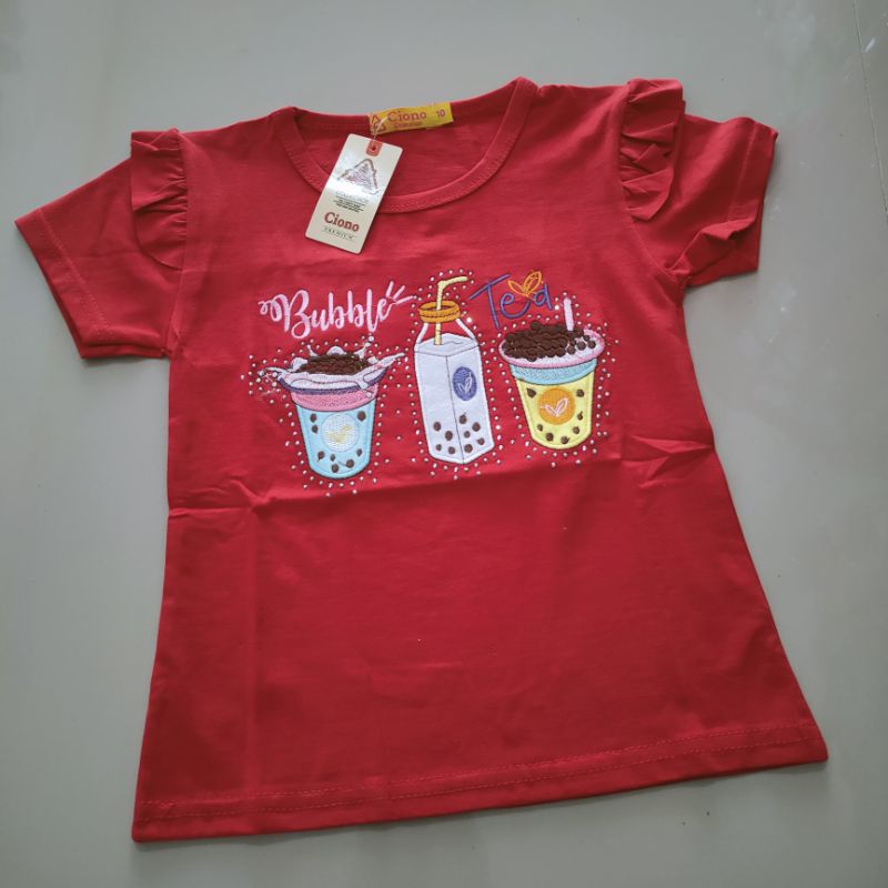 Kaos anak cewek premium 1 2 3 4 5 6 Tahun harian atasan perempuan Boba Ciono