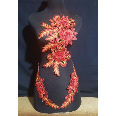 Pondok Gede Store Bordir Renda Tempel Tasik Azura Merah Lace Patch Red Embroidery