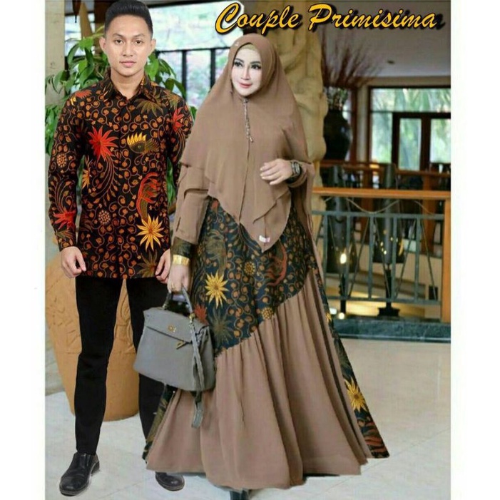 COUPLE GAMIS KEMEJA BATIK SALOKA EKSKLUSIF / COUPLE BATIK RAMADHAN COUPLE HILYA