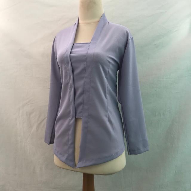 Kebaya bali mostcref bed kutu baru tangan panjang-Abu/silver