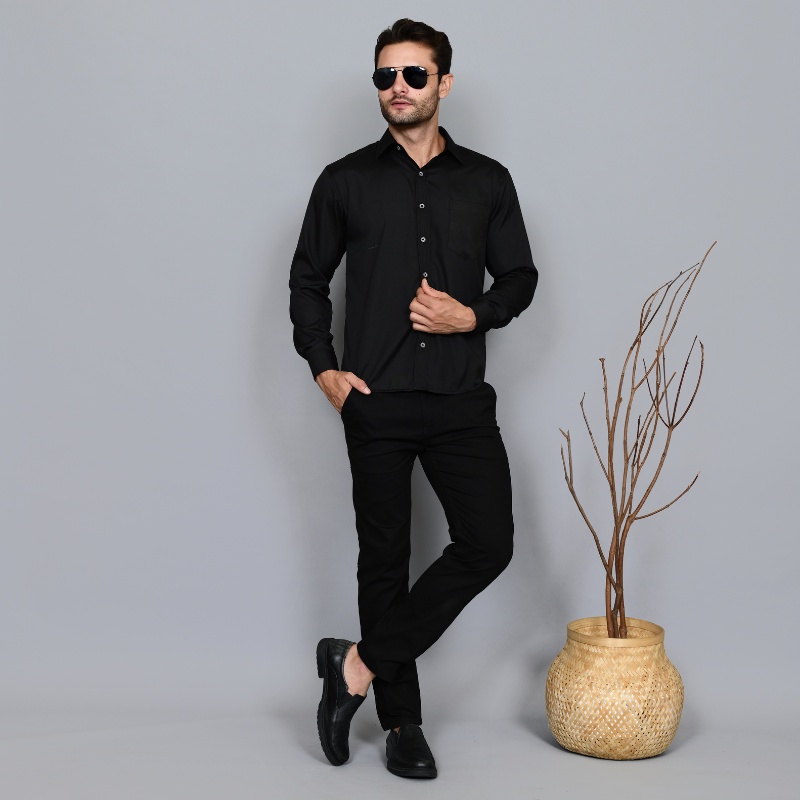 Kemeja Pria Basic Polos Lengan Panjang Slim fit Formal  Kantoran Casual - DNA Sares