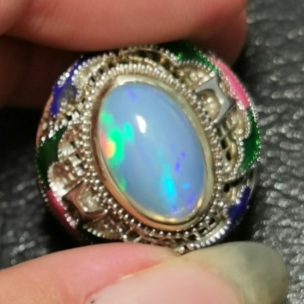 CINCIN BATU AKIK PERMATA NATURAL KALIMAYA KRISTAL WHITE OPAL WELO Ist 10