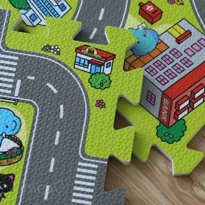 Puzzle Lantai Cross Road Farm Angka Alfabet  - Matras Alas Bermain Playmat