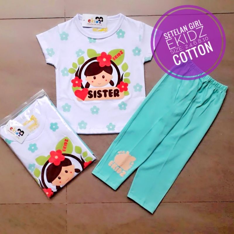READY STOK MDN SETELAN ANAK CEWEK 4 -5 thn/BAJU TIDUR/GROSIR KAOS ANAK/KAOS ANAK BRANDED/EKIDZ MEDAN