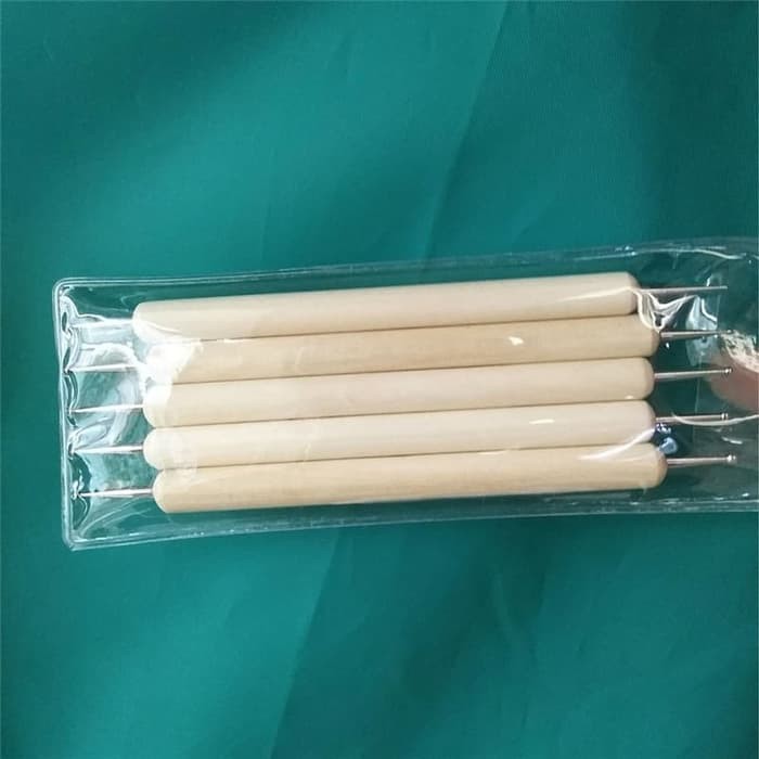 Wood Handle Ball Stylus Carving Pottery Sculpting Tool Set (5pcs)