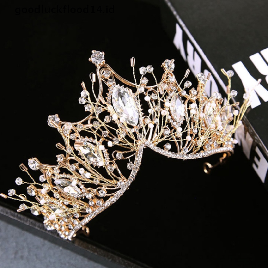 [OOID] Baroque Crown Girls Wedding Hair Accessories Gems Bridal Tiara Bride Hairwear ID