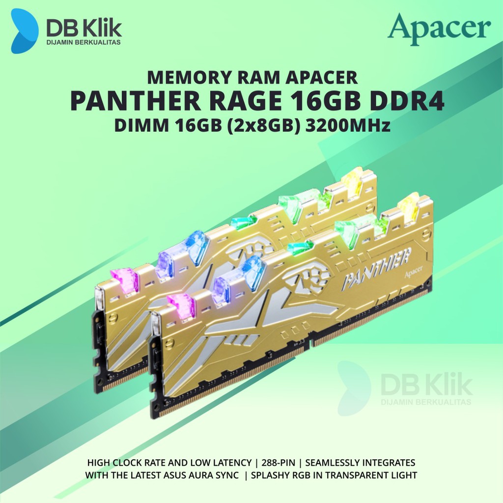 Memory RAM APACER PANTHER RAGE RGB DDR4 DIMM 16GB (2x8GB) 3200MHz