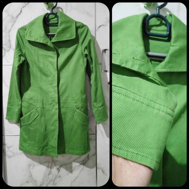 Preloved Green Coat Blazer Jas Hijau Daun Jaket Panjang