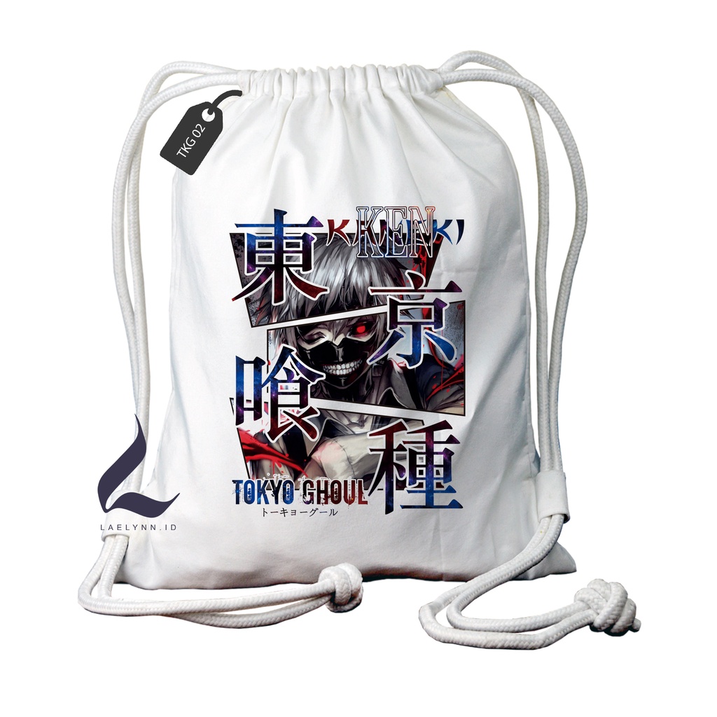 LAELYNN - STRING BAG TAS SERUT KANVAS PREMIUM Motif Anime Tokyo Ghoul - TKG0108