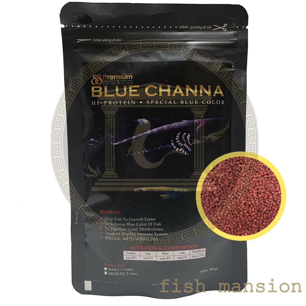 PREMIUM 88 blue channa pakan ikan predator chana fish food pellet