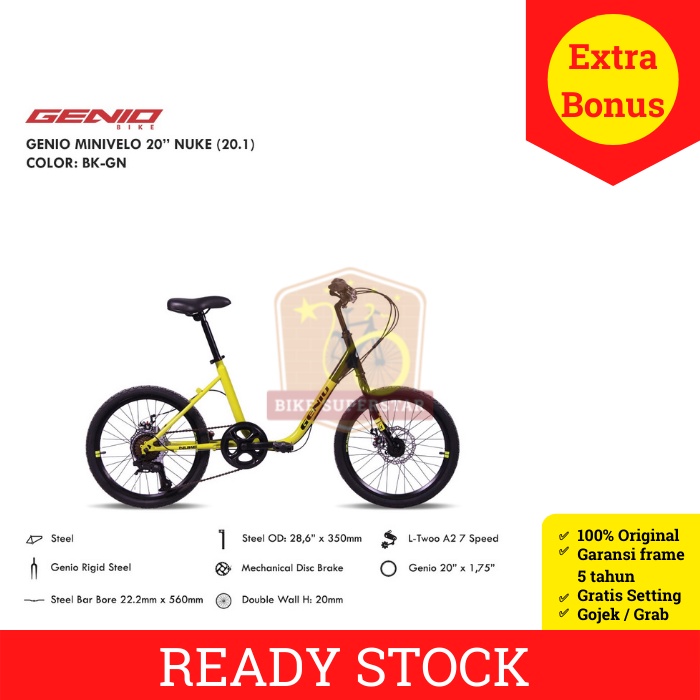 Sepeda Minion Mini Velo Genio Nuke 7 Speed Cakram