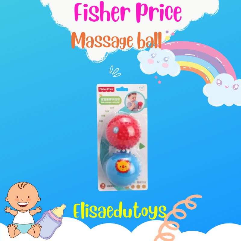 fisher price teether massage ball drumbell mainan bola bayi gigitan bayi