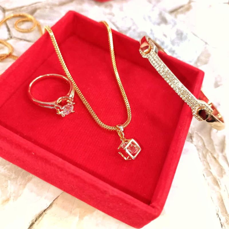 Set Perhiasan Lapis Emas Asli Xuping Bahan Titanium Anti Karat Fashion Import Korea Murah Cod