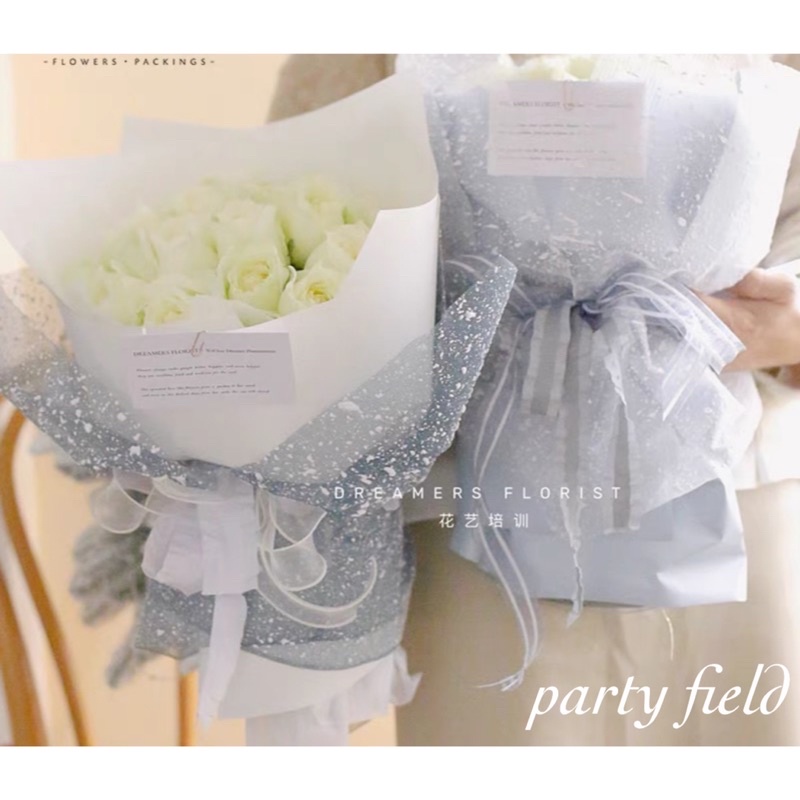 [10LEMBAR] TXT Flower bouquet wrapping snowy / kain buket bunga / kertas buket bunga