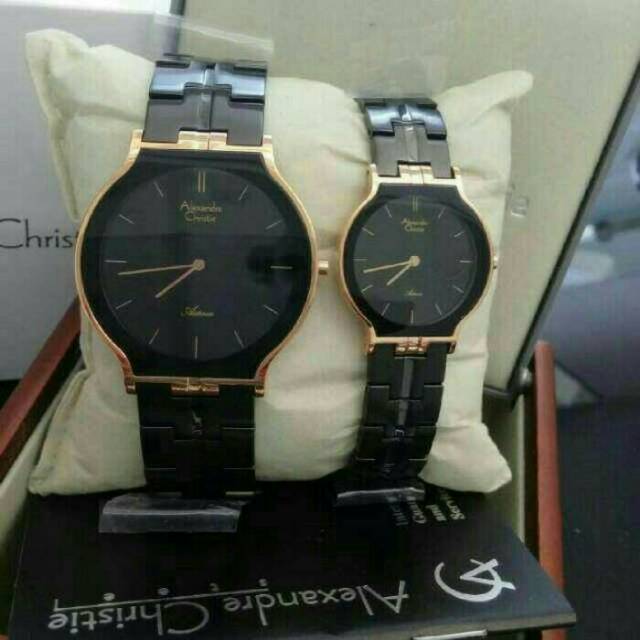 Jam tangan  alexandre christie 8410 black rosegold  couple AC