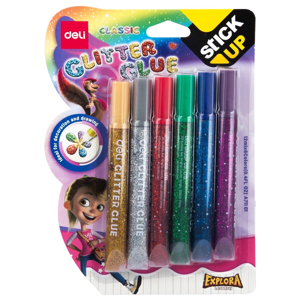 

LEM GLITER SET 6 WARNA DELI GLITTER GLUE WASHABLE