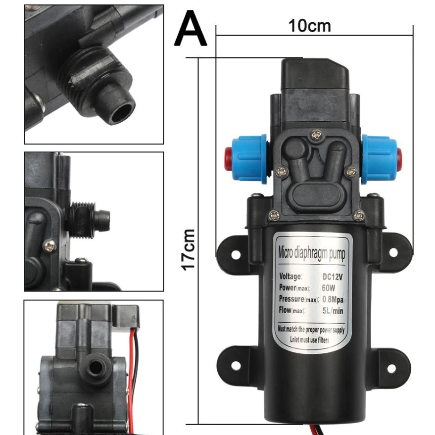 PAKET CUCI MOTOR DINAMO POMPA AIR DC 12V NAGASAKI DAN ADAPTOR 12V 5A MAX PRESSURE 100 PSI