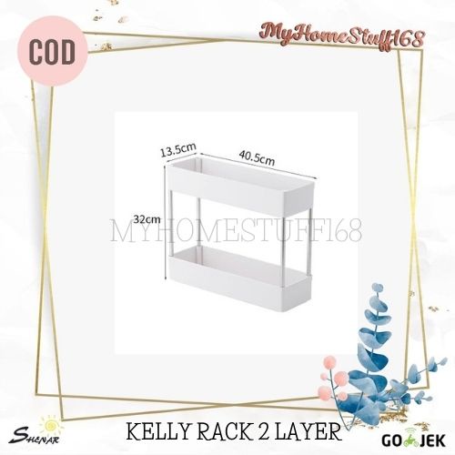 SHENAR RACK HOLDER 2 TIER DAPUR KAMAR MANDI TIDAK ADA RODA KELLY TROLLEY