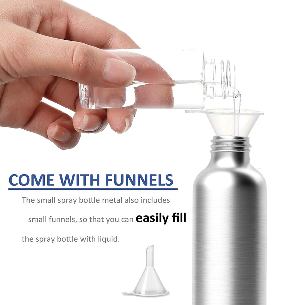 40/50/100/150ML Empty Aluminum Spray Bottle with Small Funnels