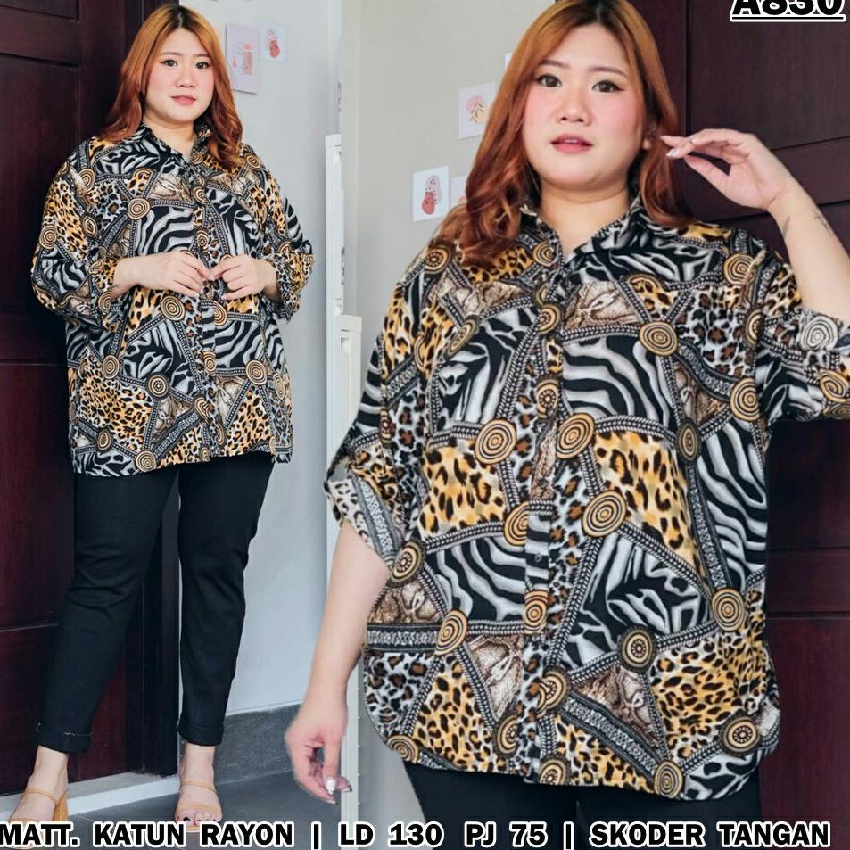 Baju Kemeja Wanita BATIK Jumbo BIG SIZE LD 130cm Katun A830 XXL XXXL Kerja kantor ibu hamil menyusui