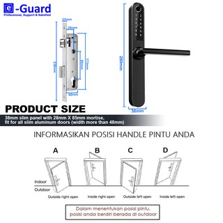 Aluminum Edge Door WiFi Bluetooth Kunci Pintu Digital Door Aluminum Edge Door WiFi Bluetooth Kunci Pintu Digital Door