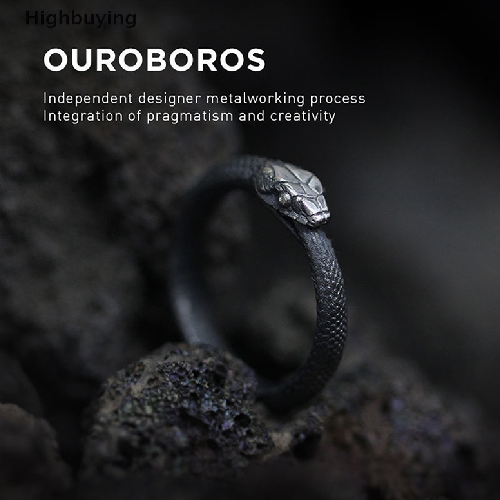 Hbid 2021 Cincin Pasanganpriawanita Desain Black Live Mouth Ouroboros Dark Pioneer Untuk Pestahadiah