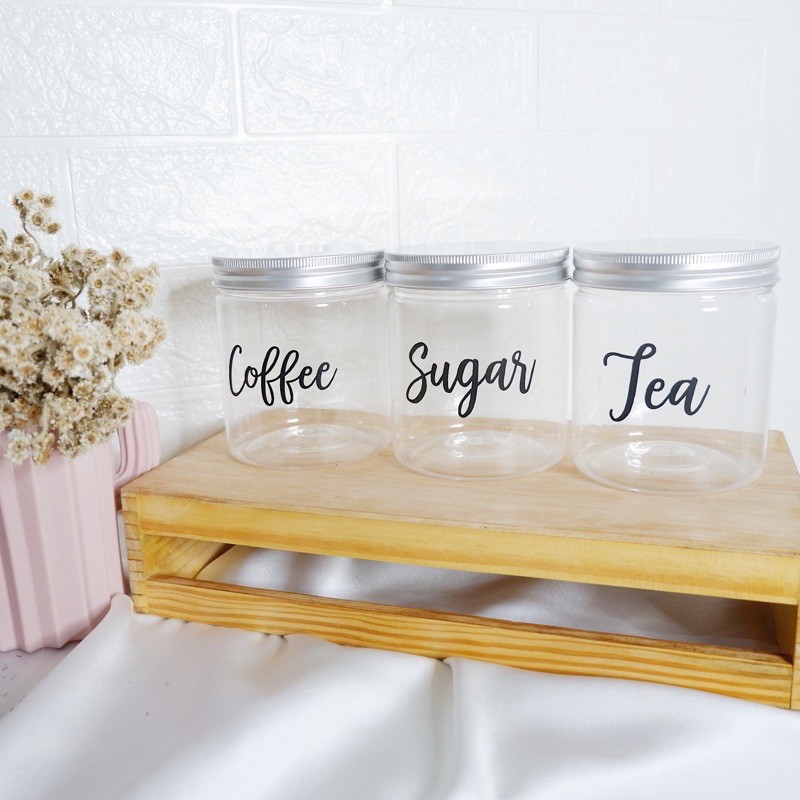 ALU3P - TEMPAT KOPI TEH GULA SET 3pcs FREE LABEL AESTHETIC MURAH